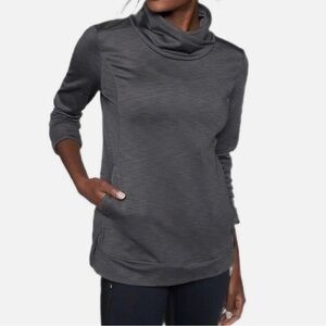 Athleta Stowe Cross Neck Pullover Workout Plush Tech Charcoal Heather Size M